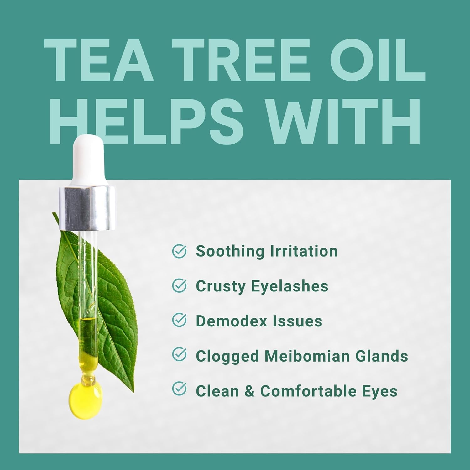 Tea Tree Eyelid Cleanser Wipes – 30 Single-Use Towelettes – Eyelash & Eyelid Wipes for Soothing Dry Eye Irritation, Demodex Removal & More​
