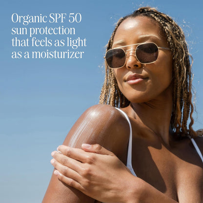 Organic Sunscreen SPF 50 Sunblock Body Lotion, Dermatologist Tested Skin Care for Daily Protection, Vegan and Gluten Free, Guava Mango